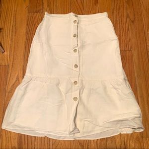 Loft Button Front Flounce Midi Skirt Size MP